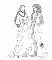 A coloring page of middle ages clothing